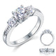 3 Stone Simulated Diamond Solid Sterling 925 Silver Ring