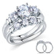 Simulated Diamond 2-Pc Solid Sterling 925 Silver Ring Set