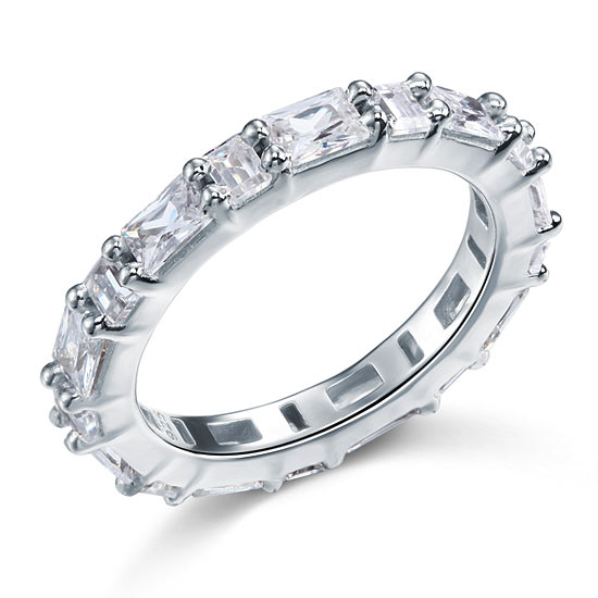 Emerald Cut Solid Sterling 925 Silver Ring - View 5 | SelinJewels