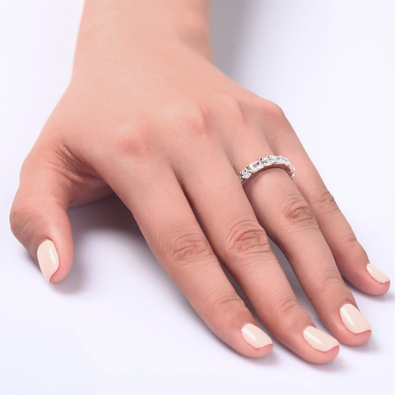 Emerald Cut Solid Sterling 925 Silver Ring - View 2 | SelinJewels