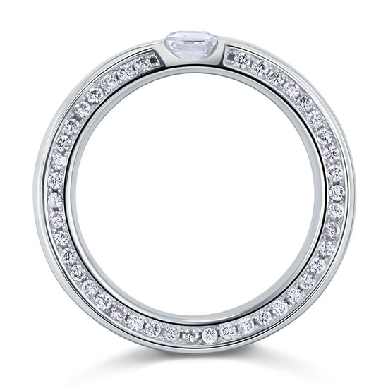 Princess Cut Simulated Diamond Solid Sterling 925 Silver Ring