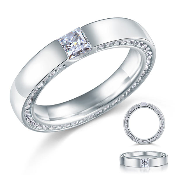 Princess Cut Simulated Diamond Solid Sterling 925 Silver Ring | SelinJewels
