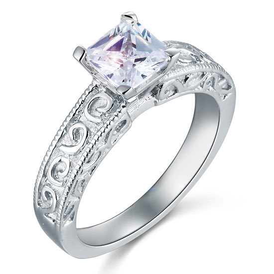Vintage Style 1 Carat Simulated Diamond Engagement Ring - View 5 | SelinJewels