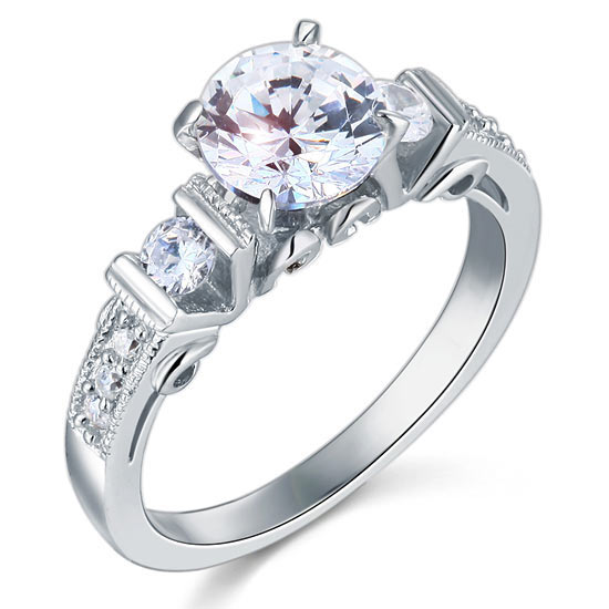 Vintage Style 1.25 Carat Simulated Diamond Solid 925 Sterling Silver Wedding Engagement Ring