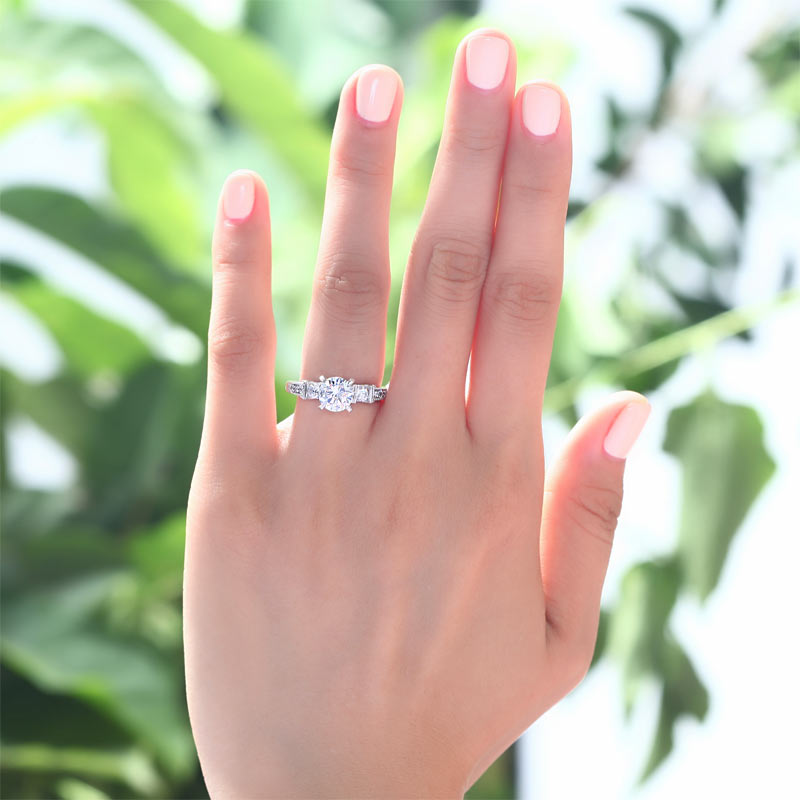 Vintage Style 1.25 Carat Simulated Diamond Engagement Ring - View 2 | SelinJewels
