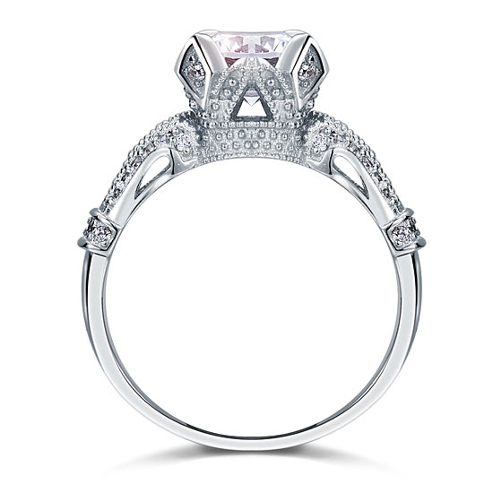 Vintage Victorian Style 2 Carat Simulated Diamond Engagement Ring - View 4 | SelinJewels