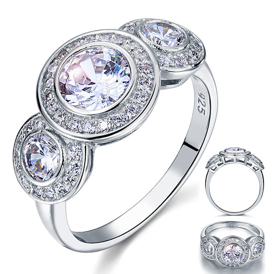 Art Deco 2.5 Carat Simulated Diamond 925 Sterling Silver Engagement Ring | SelinJewels