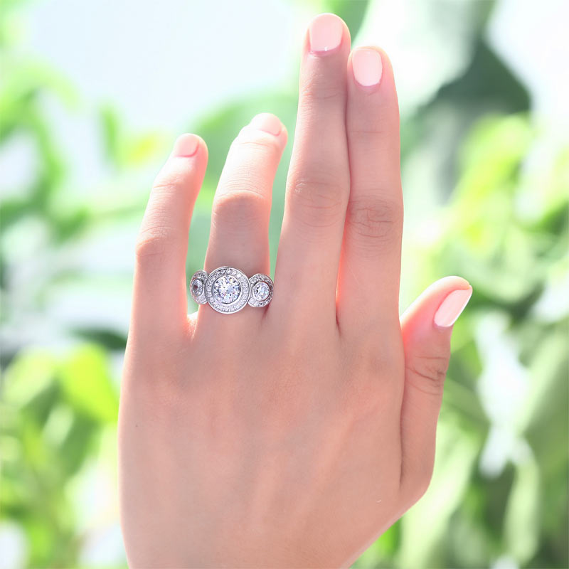 Art Deco 2.5 Carat Simulated Diamond Engagement Ring - View 2 | SelinJewels