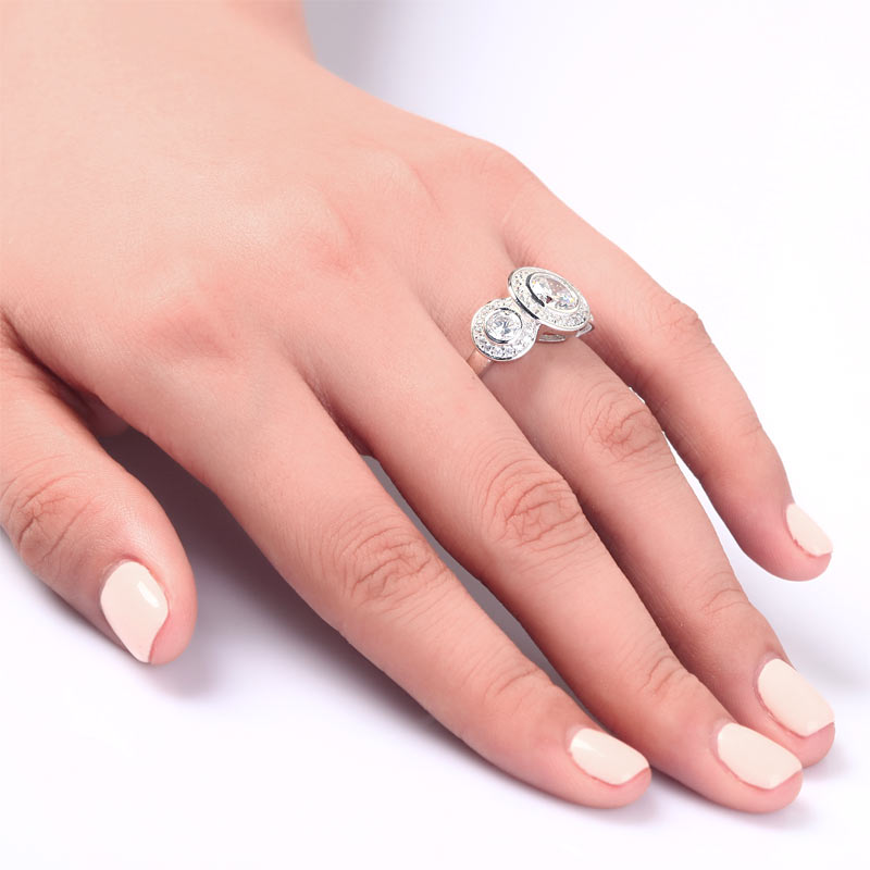 Art Deco 2.5 Carat Simulated Diamond Solid 925 Sterling Silver Wedding Engagement Ring