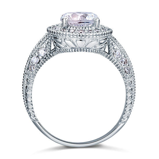 Vintage Style 2 Carat Simulated Diamond Engagement Ring - View 3 | SelinJewels
