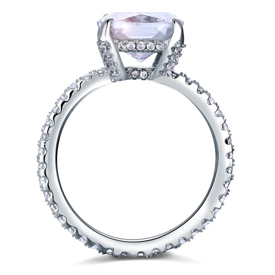 5 Carat Cushion Cut Simulated Diamond Promise Ring - View 4 | SelinJewels