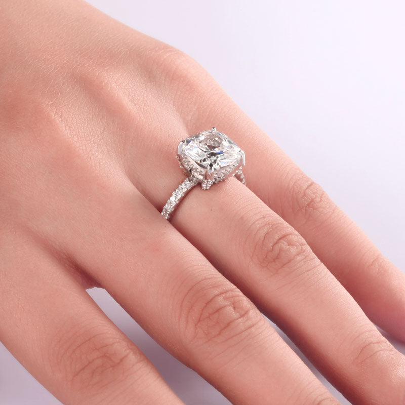 5 Carat Cushion Cut Simulated Diamond Promise Ring - View 2 | SelinJewels