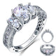 Vintage Style 2 Carat Simulated Diamond Solid 925 Sterling Silver Wedding Engagement Ring