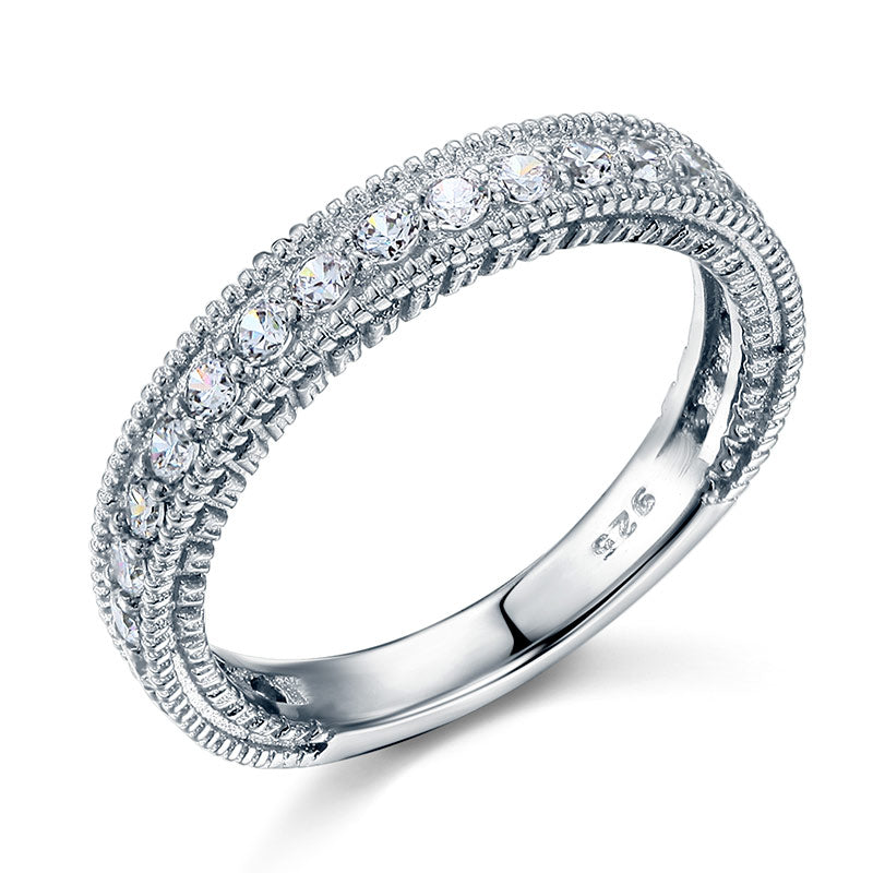Vintage Style Art Deco Simulated Diamond Eternity Ring - View 5 | SelinJewels
