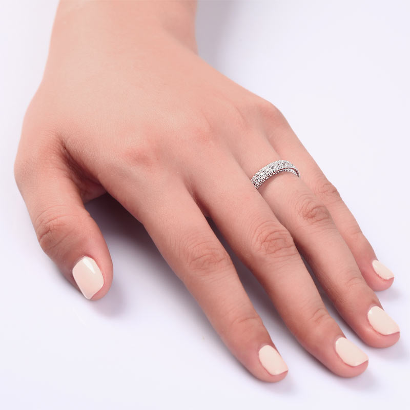 Vintage Style Art Deco Simulated Diamond Eternity Ring - View 2 | SelinJewels