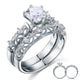 Vintage Style Victorian Art Deco 1.25 Carat Simulated Diamond Solid Sterling 925 Silver 2-Pcs Wedding Engagement Ring Set