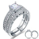 Vintage Style Victorian Art Deco 1 Carat Simulated Diamond Solid Sterling 925 Silver 2-Pc Wedding Engagement Ring Set