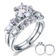 Vintage Style 2 Carat Simulated Diamond Solid Sterling 925 Silver 2-Pc Wedding Engagement Ring Set