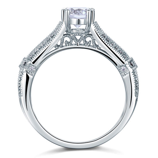Vintage Style 1 Carat Simulated Diamond Solid 925 Sterling Silver Bridal Wedding Engagement Ring