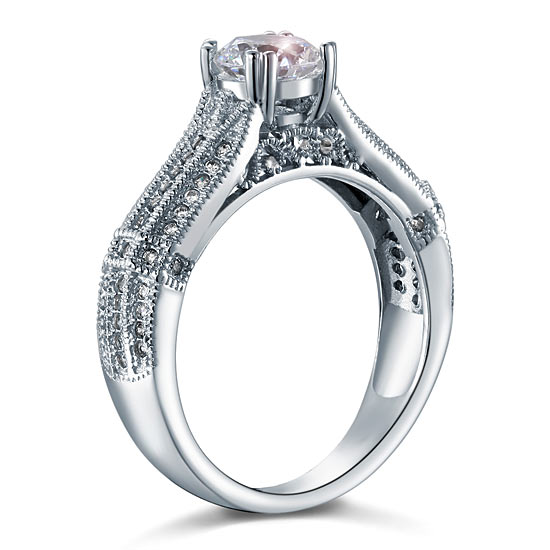 Vintage Style 1 Carat Simulated Diamond Bridal Ring - View 4 | SelinJewels