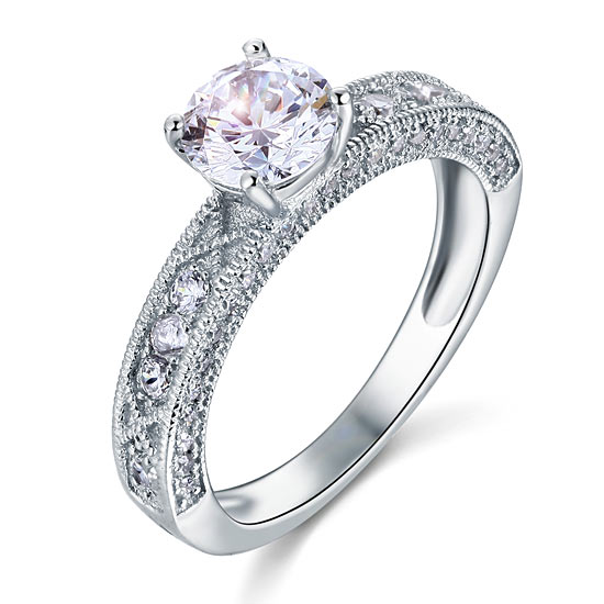 Vintage Style 1.25 Carat Simulated Diamond Bridal Ring - View 4 | SelinJewels