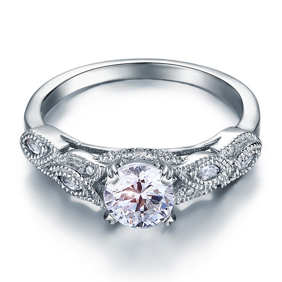 Vintage Style 1 Ct Bridal Wedding Ring - View 3 | SelinJewels