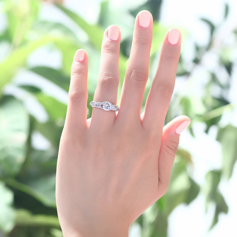 Vintage Style 1 Ct Bridal Wedding Ring - View 2 | SelinJewels
