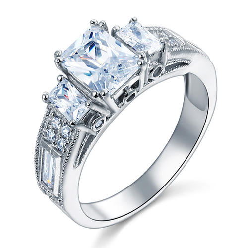 Simulated Diamond 925 Sterling Silver Ring Vintage Style | SelinJewels