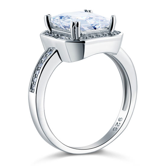 4 Carat Rectangle Wedding Engagement Ring - View 3 | SelinJewels