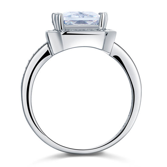 4 Carat Rectangle Solid 925 Sterling Silver Wedding Engagement Ring Jewelry