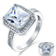 4 Carat Rectangle Solid 925 Sterling Silver Wedding Engagement Ring Jewelry