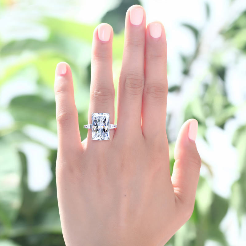 Princess Cut Simulated Diamond 925 Sterling Silver Luxury Ring - View 2 | SelinJewels
