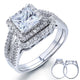 1.5 Carat Princess Simulated Diamond Solid 925 Sterling Silver Wedding Promise Engagement Ring Set