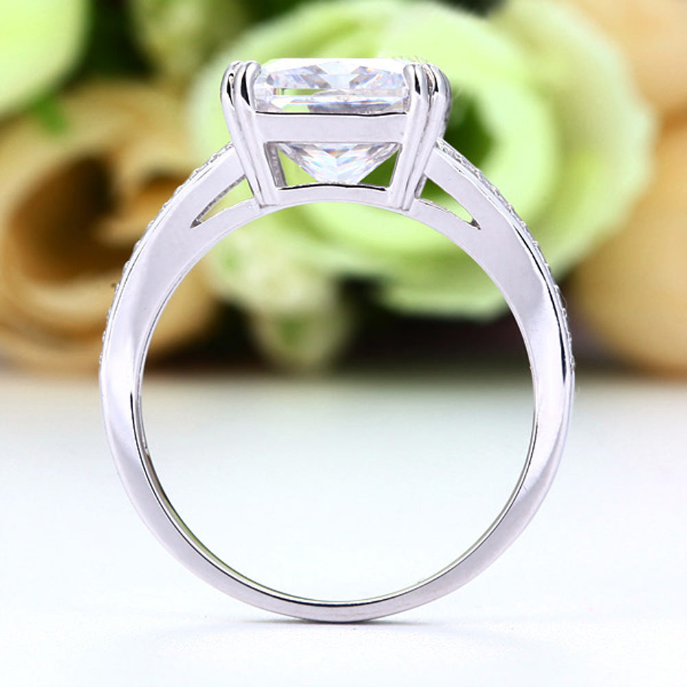 Solid 925 Sterling Silver Luxury Ring Anniversary 6 Carat Simulated Diamante
