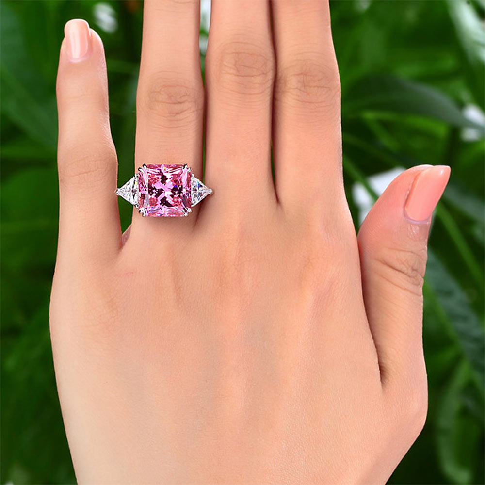 Three-Stone Luxury Ring 8 Carat Fancy Pink Diamond - View 3 | SelinJewels