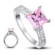 1.5 Carat Princess Cut Fancy Pink Simulated Diamond 925 Sterling Silver Wedding Engagement Ring