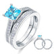 1.5 Carat Princess Cut 2-Pcs Fancy Blue Simulated Diamond 925 Sterling Silver Wedding Engagement Ring Set