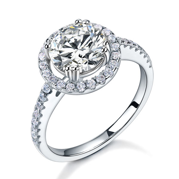 925 Sterling Silver Wedding Engagement Halo Ring 2 Carat Simulated Diamond | SelinJewels