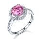 925 Sterling Silver Wedding Engagement Halo Ring 2 Carat Fancy Pink Simulated Diamond