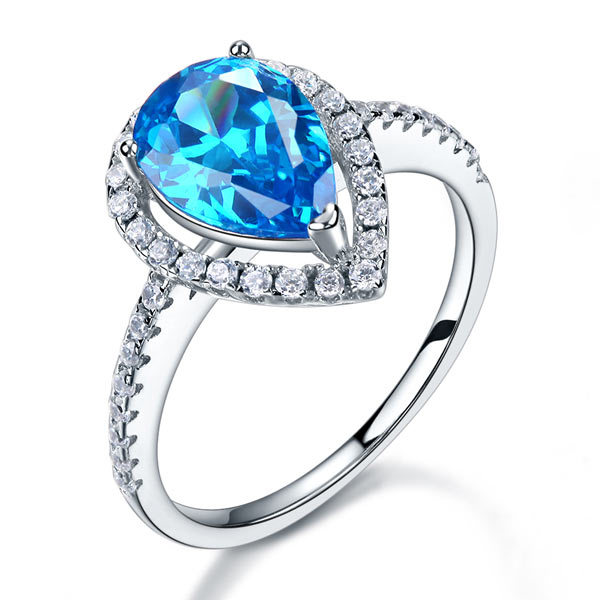 Blue pear ring XFR8202
