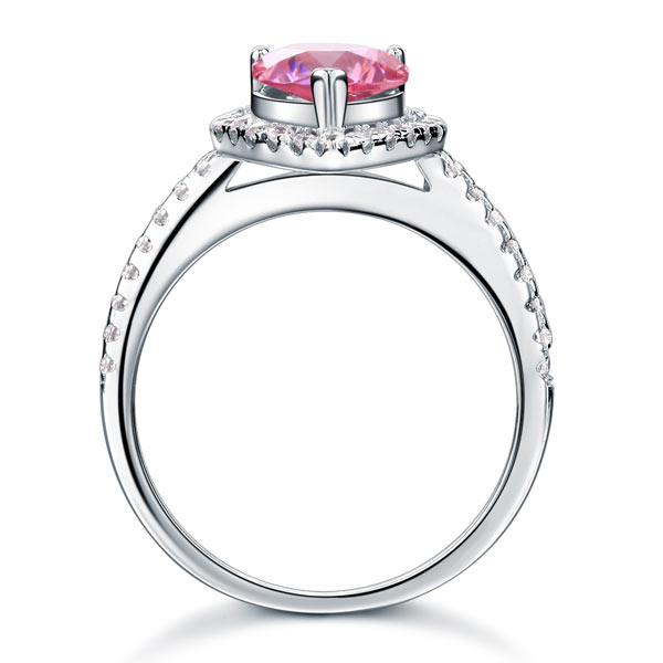 Sterling 925 Silver Ring Pear Fancy Pink Diamond - View 5 | SelinJewels