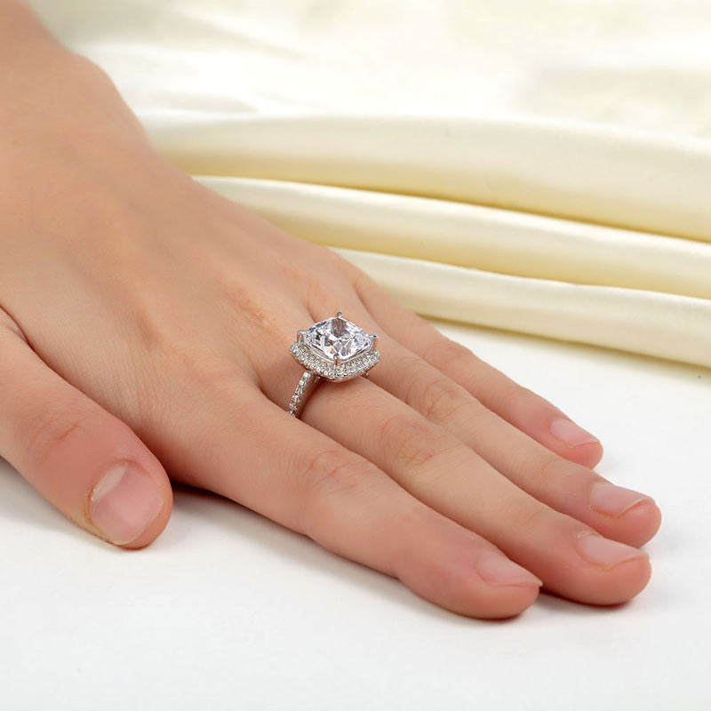 925 Sterling Silver Wedding Ring 5 Carat Diamond - View 2 | SelinJewels