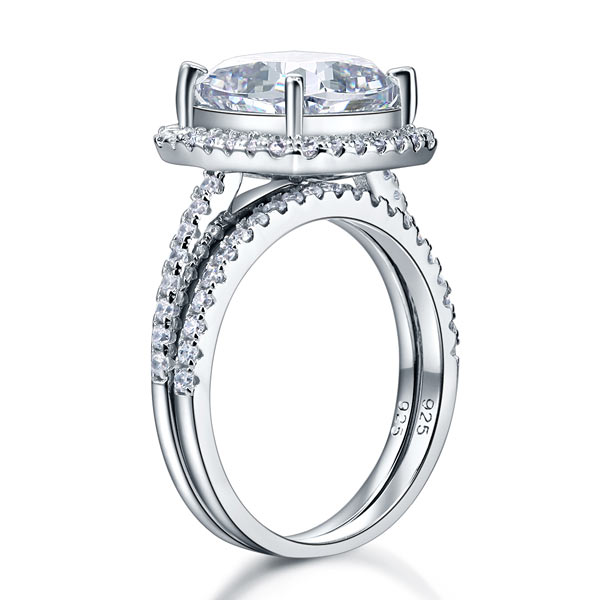 925 Sterling Silver 2-Pcs Wedding Ring Set 5 Ct - View 4 | SelinJewels