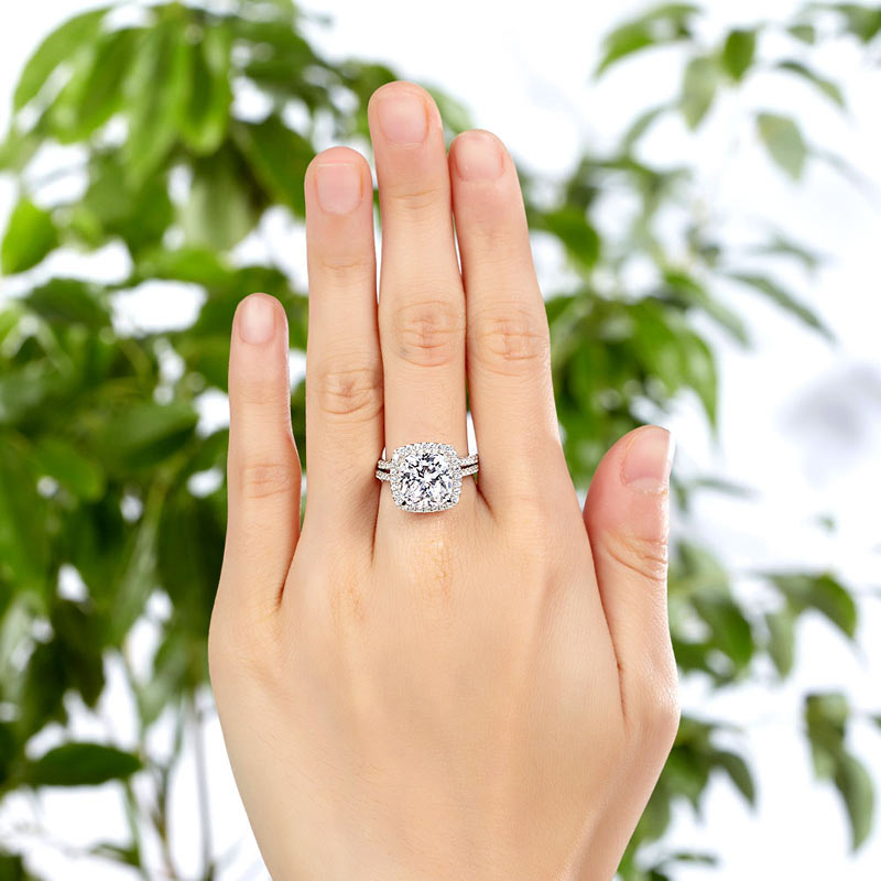 925 Sterling Silver 2-Pcs Wedding Ring Set 5 Ct - View 6 | SelinJewels