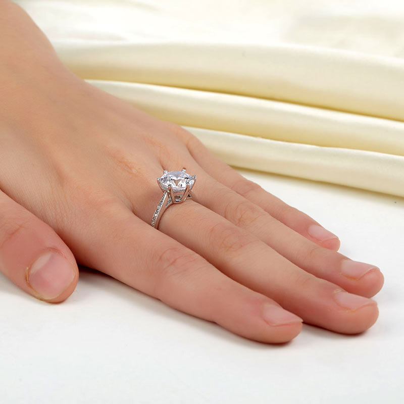 925 Sterling Silver Wedding Ring 3 Carat Diamond - View 6 | SelinJewels