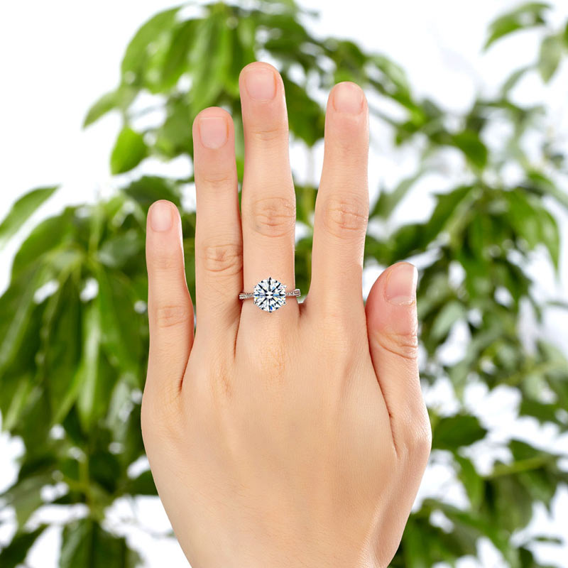 925 Sterling Silver Wedding Ring 3 Carat Diamond - View 2 | SelinJewels