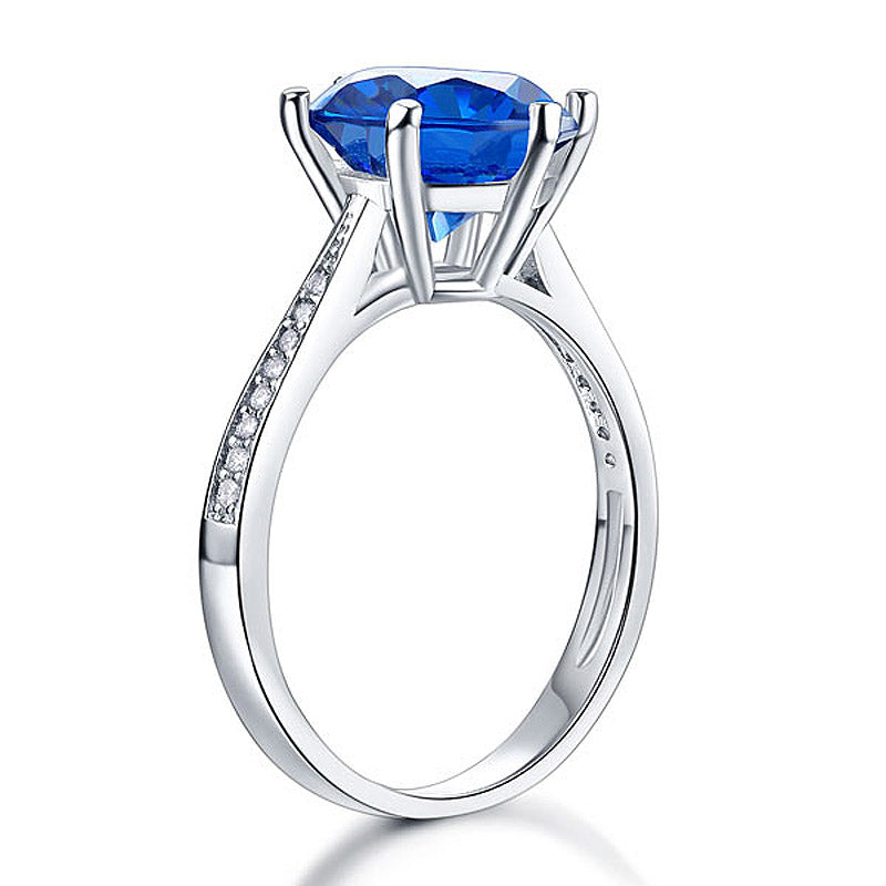 925 Sterling Silver Wedding Engagement Ring 3 Carat Blue Simulated Diamond | SelinJewels