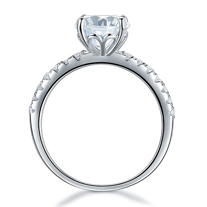 925 Sterling Silver Bridal Ring 2 Carat Diamond - View 7 | SelinJewels