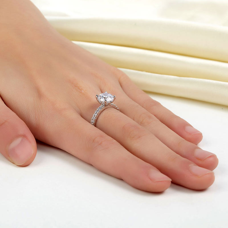 925 Sterling Silver Bridal Ring 2 Carat Diamond - View 2 | SelinJewels