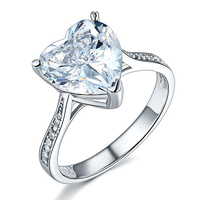 925 Sterling Silver Bridal Engagement Ring 3.5 Carat Heart Simulated Diamond | SelinJewels